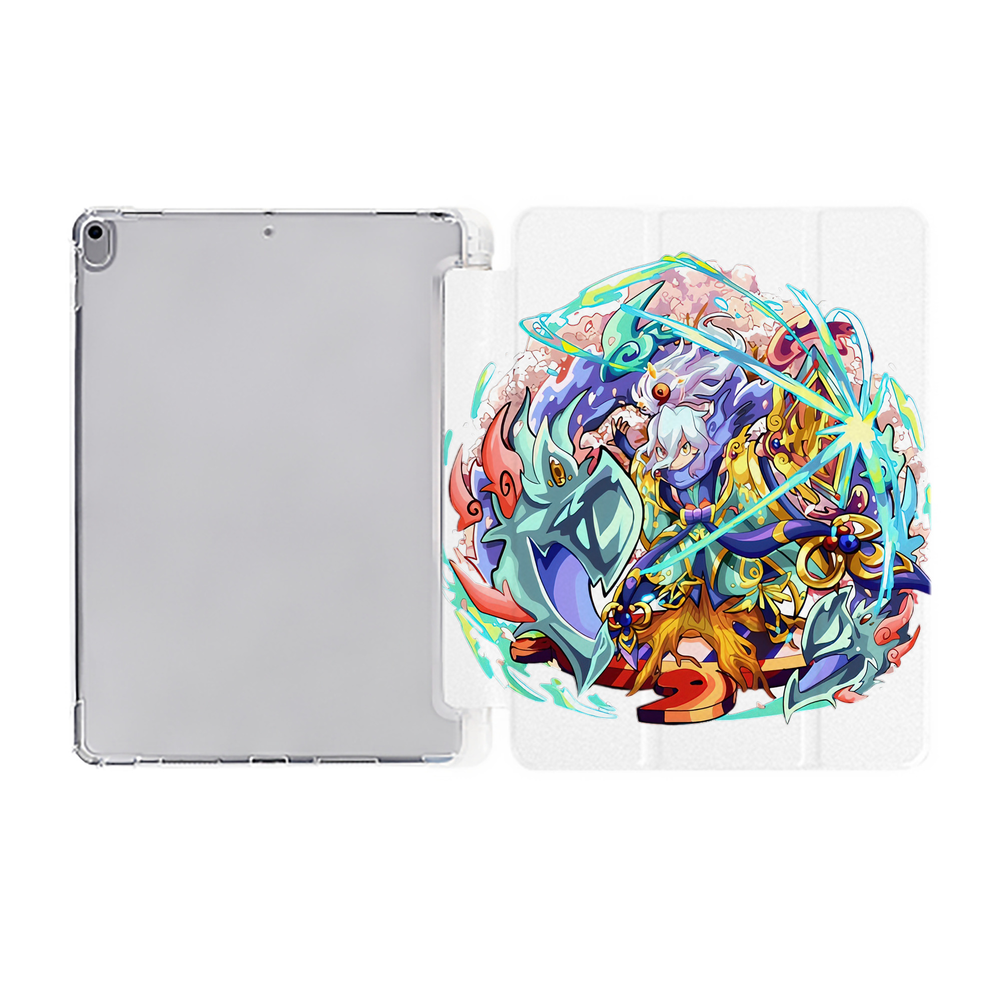 （画像用） 妖怪ウォッチ Yo-kai Watch IPad ケース ペン収納付き 三つ折りスタンド PUレザー×シリコン 対応機種9.5/10.5/10.9インチ